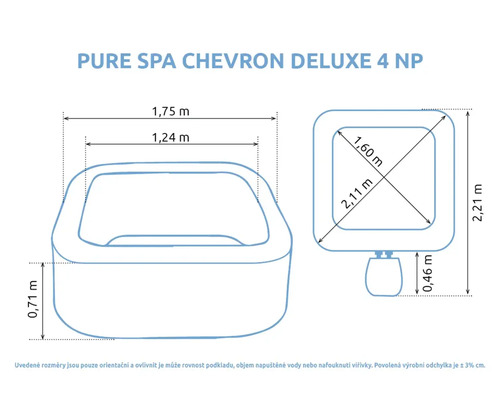 Rozmery bazéna Pure Spa Chevron Deluxe 4 NP