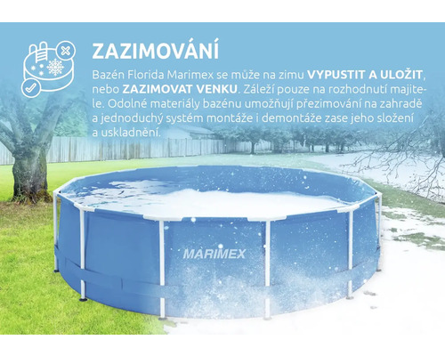 Bazén Marimex na záhrade v zime