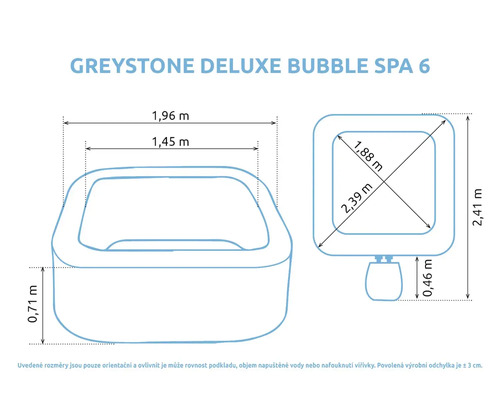 Rozmery Greystone Deluxe Bubble Spa 6
