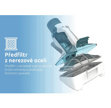 Detailný pohľad na predfilter vysávača z nehrdzavejúcej ocele