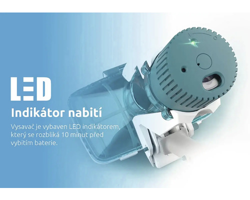 LED indikátor nabíjania na vysávači