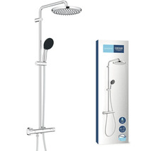 Sprchový systém Grohe s hornou a ručnou sprchou a obalom produktu