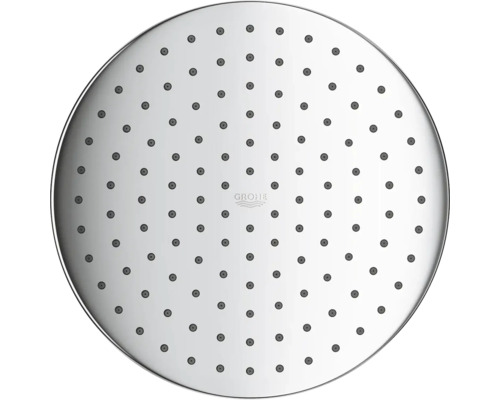 Kulatá sprchová hlavica s vodnými tryskami a logom Grohe
