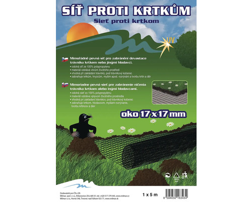 Sieť proti krtkom z polypropylénu, veľkosť ôk 17 x 17 mm