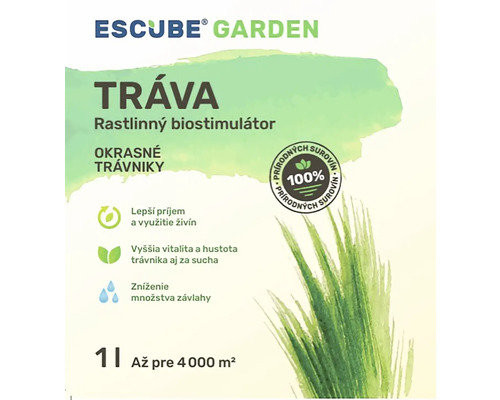 Biostimulátor pre trávnik Escube Garden v jednolitrovej fľaši až pre 4000 metrov štvorcových