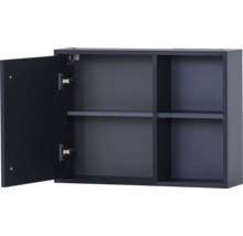 Otvorená nástenná skrinka s priehradkami a dverami