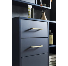 Kúpeľňová skrinka so zásuvkami a zlatými úchytkami