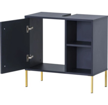 Skrinka pod umývadlo s otvorenými dvierkami a policami