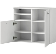 Biely botník s policami a dverami