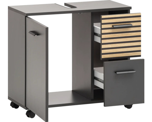 Skrinka pod umývadlo so zásuvkami a dvierkami