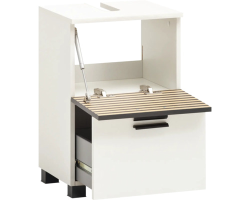Biela skrinka pod umývadlo s výklopnou funkciou a zásuvkou