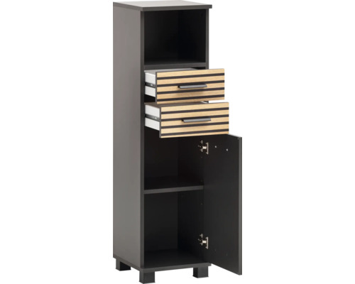 Kúpeľňová skrinka s dvomi zásuvkami a otvorenou priehradkou