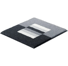 Štvorcový kúpeľňový koberec s geometrickým vzorom v odtieňoch sivej