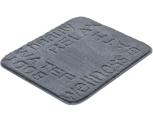 Sivá kúpeľňová predložka s nápisom