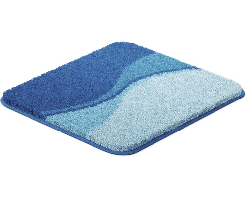 Modrý kúpeľňový koberček so vzorom