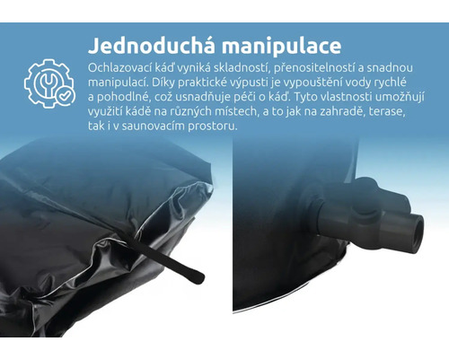 Detail ochladzovacej kade s vypúšťacím zariadením pre ľahkú manipuláciu