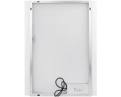 Zadná strana zrkadlovej skrinky LED s úchytmi a napájacím káblom