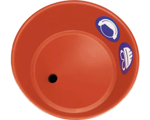 Očná sprcha so symbolom ochrany očí a symbolom ochrany sluchu