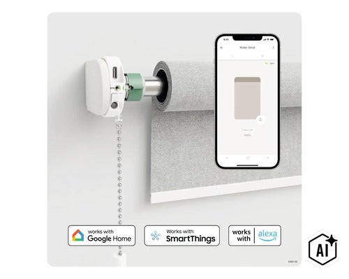 Inteligentný motor na rolety s ovládaním cez aplikáciu a kompatibilitou s Google Home, SmartThings a Alexa (Image AI modified or generated)