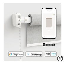 Inteligentný motor na rolety pre dodatočnú montáž na retiazkové ovládanie, ovládateľný cez aplikáciu, kompatibilný s Google Home, SmartThings a Alexa. (Image AI modified or generated)