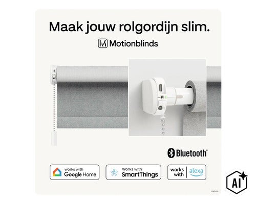 Súprava na vylepšenie rolety Motionblinds s Bluetooth konektivitou kompatibilná s Google Home SmartThings a Alexa (Image AI modified or generated)
