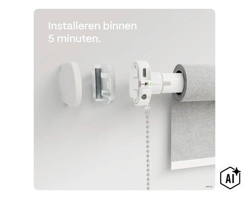 Montážny návod pre elektrický pohon roliet s nástenným držiakom a príslušenstvom pre rýchlu inštaláciu. (Image AI modified or generated)