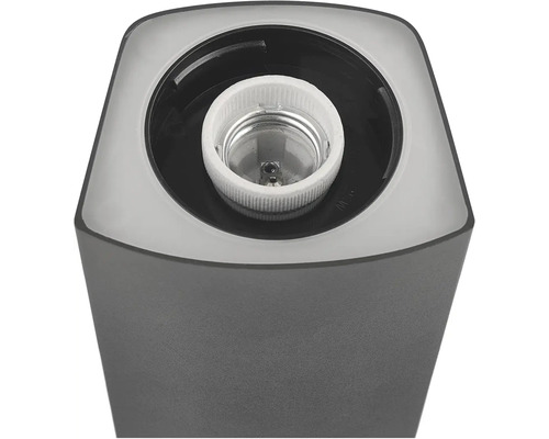 Sivé vonkajšie svietidlo s objímkou pre žiarovku