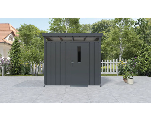 Kovový záhradný domček s dverami a oknom pre vonkajšie použitie