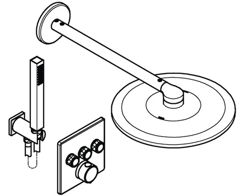 Sprchová armatúra s hlavovou sprchou, ručnou sprchou a termostatom