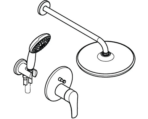Sprchová súprava s hlavovou sprchou, ručnou sprchou a batériou