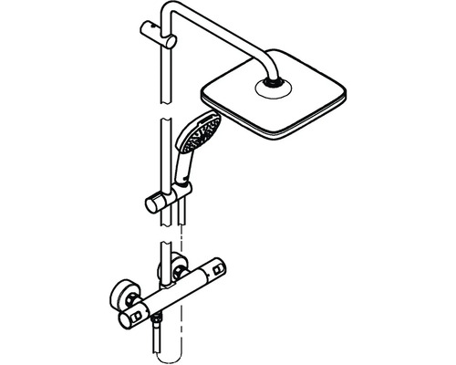 Sprchový systém s hlavovou sprchou, ručnou sprchou a termostatickou batériou