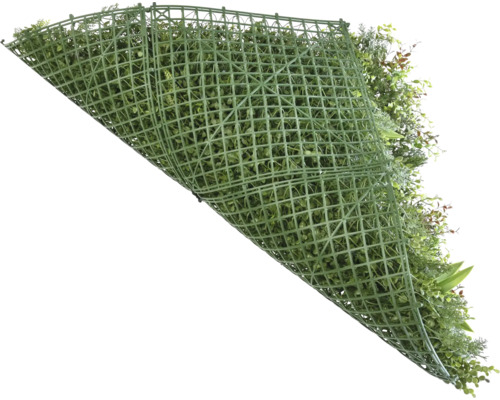 Zelená rastlinná stena s plastovou mriežkou