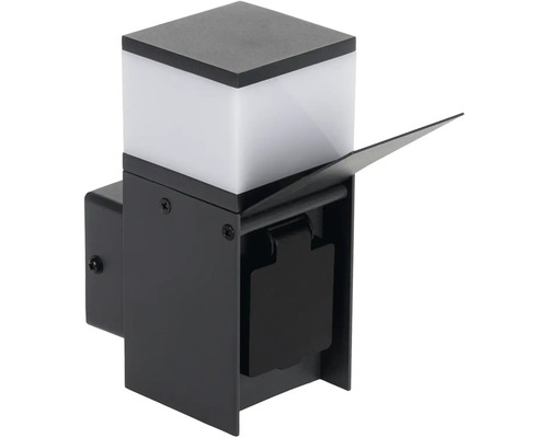 Čierne vonkajšie svietidlo so zásuvkou