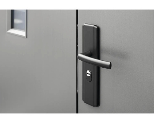 Detail dverí s kľučkou a malým okienkom