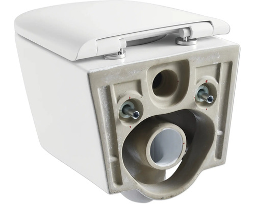 Závesné WC so sedátkom, pohľad zozadu s prípojkami