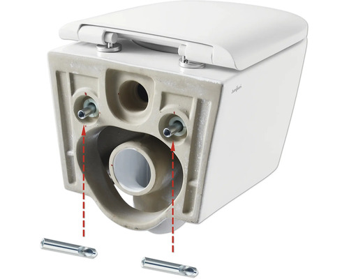 Detailný záber závesného WC s montážnym návodom.