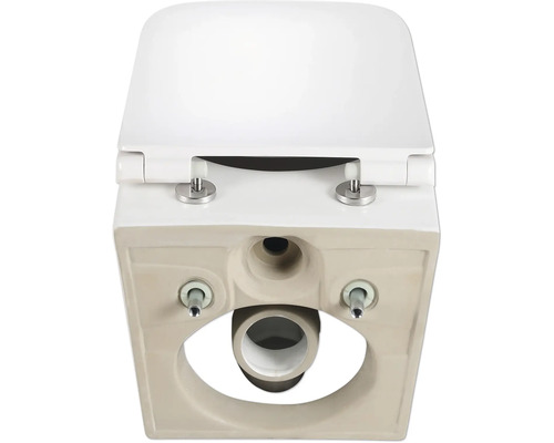 Detailný pohľad na toaletu s namontovaným záchodovým sedadlom