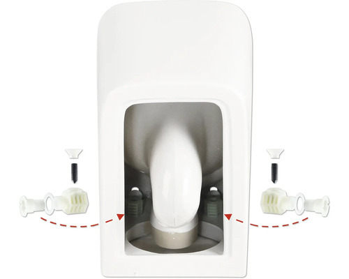 Detail toalety s upevňovacím materiálom