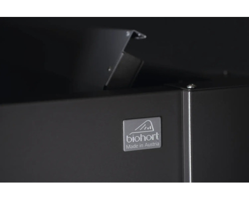 Detailný pohľad na produkt Biohort s logom spoločnosti a informáciou o pôvode Made in Austria