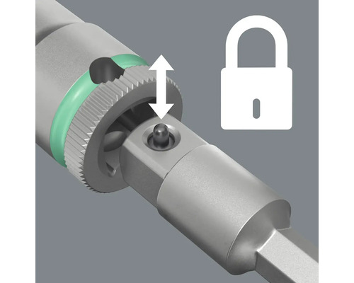 Funkcia aretácie skrutkovacieho nástroja so šípkou a symbolom zámku