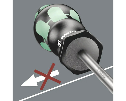 Logo Wera na skrutkovači, ktorý nie je vhodný na úder.