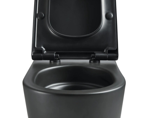 Závesné hlboké splachovacie WC s otvoreným splachovacím kruhom a WC sedadlom