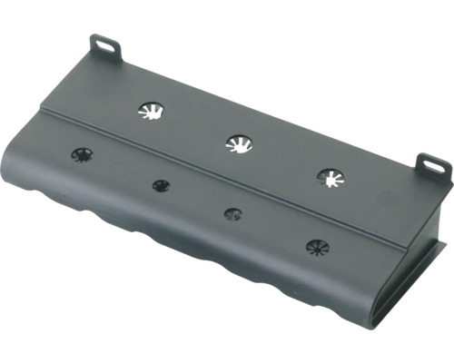 Tmavosivá plastová vetracia tvarovka s upevňovacími výstupkami.