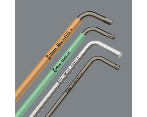 Niekoľko zahnutých kľúčov Wera v rôznych veľkostiach