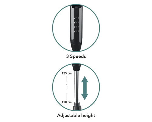 Detailné zobrazenie rýchlostných stupňov a nastavenie výšky mixéra.