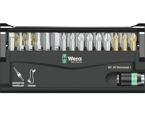 Wera Bit-Check s rôznymi skrutkovacími bitmi a držiakom bitov