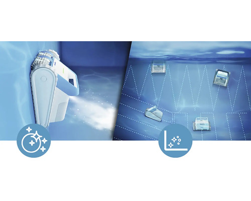 Ilustrácia bazénového čistiaceho robota v akcii