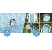 Robotický čistič bazénov v akcii s rôznymi pohľadmi na bazén