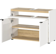 Skrinka pod umývadlo s otvoreným úložným priestorom a dvoma dvierkami