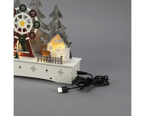 Dekoratívne LED svetlo s vianočným motívom, vrátane ruského kolesa, domu, stromov a jeleňa